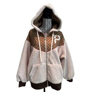 Shearing Jacket, Mens small, MISBHV print, LILI.WO, Tan & cream & Red‎ piping,